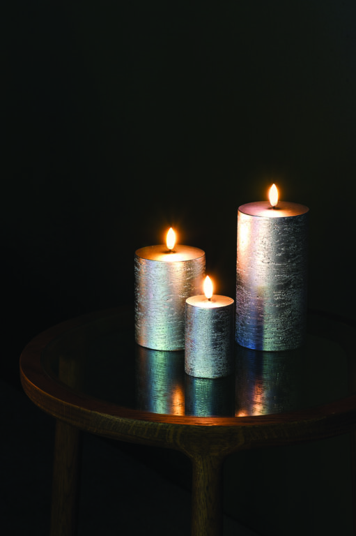 UYUNI led kynttilä 7,8x15,2 cm, metalli hopea